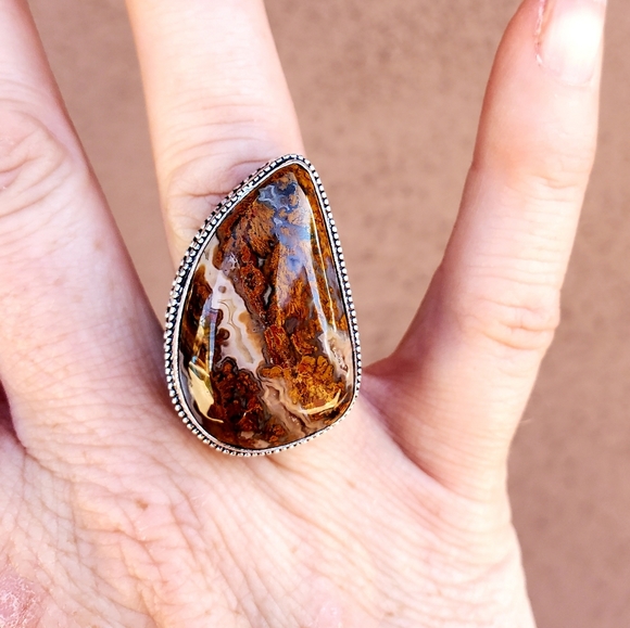 New Seam Agate 925 Silver Ring. - Picture 3 of 8